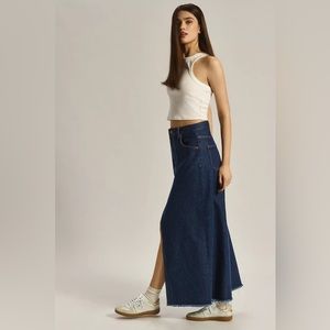 Anthropologie The Madi Front-Slit Denim Skirt by Pilcro